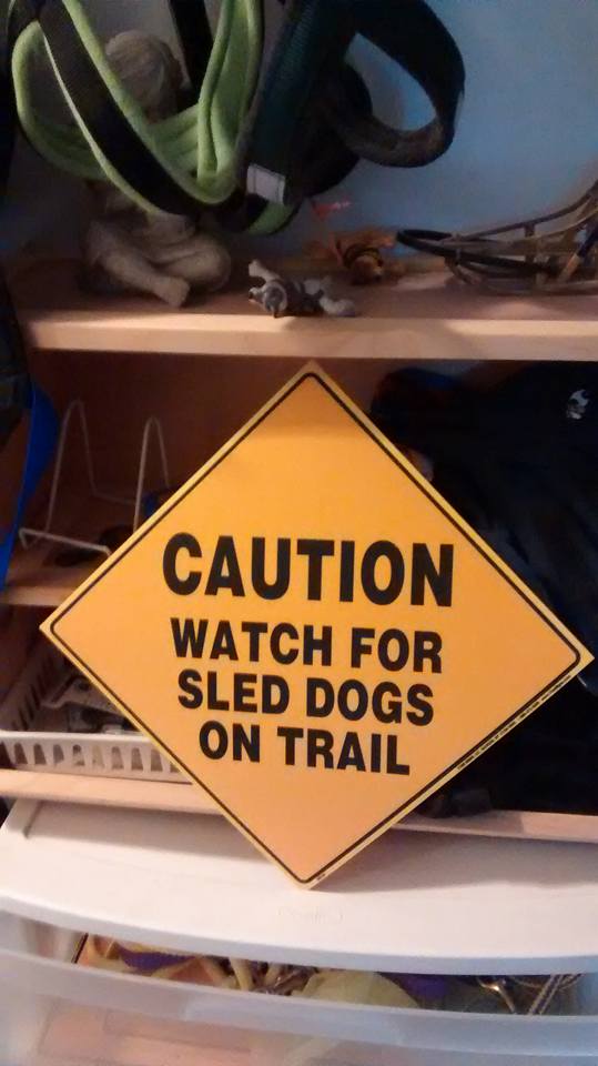 CAUTION Sled Dogs on Trail Sign